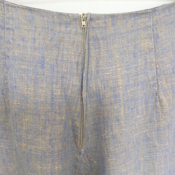 B Hadikusumo Blue & Tan Mélange Linen Ankle Wide Leg Pants L - Picture 5 of 8